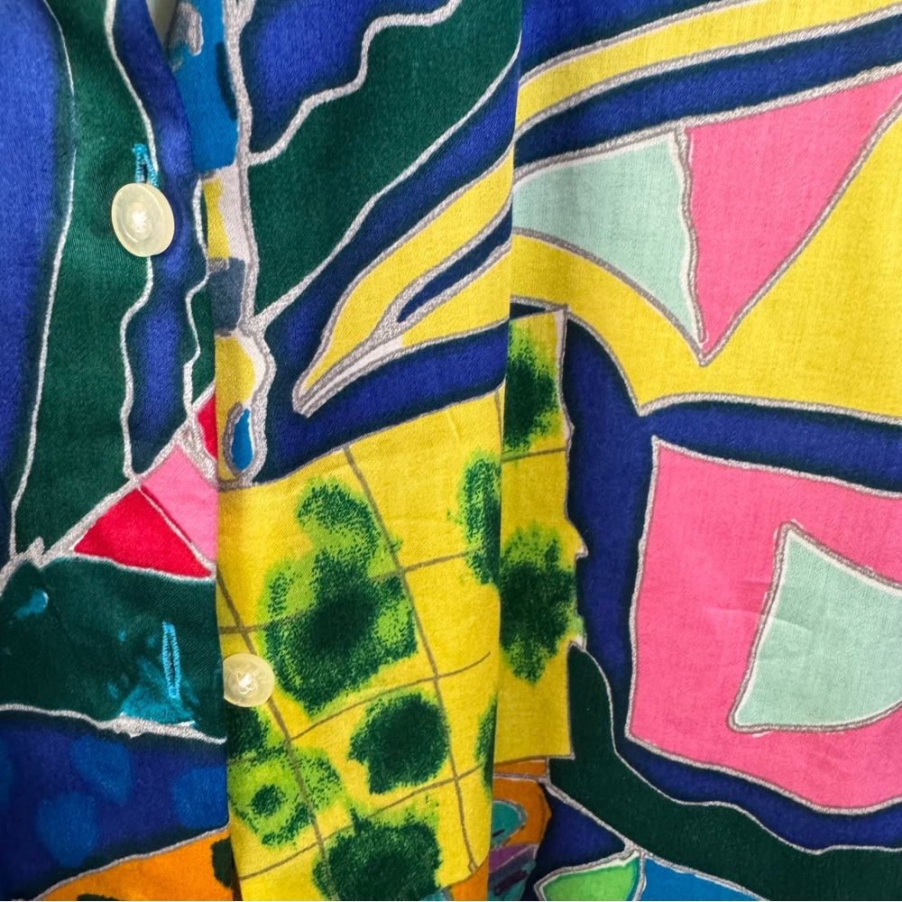 Ralph Lauren Green and Yellow Casual Button Down Shirt large - Picture 3 of 8